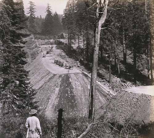 1098. Grading the Central Pacific Railroad, Sailors Spur and Fill, 12 miles above Alta. Placer County