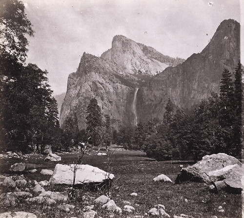 1103. The Bridal Veil Fall, 940 feet high, and Three Graces. Yo-Semite Valley, Mariposa County