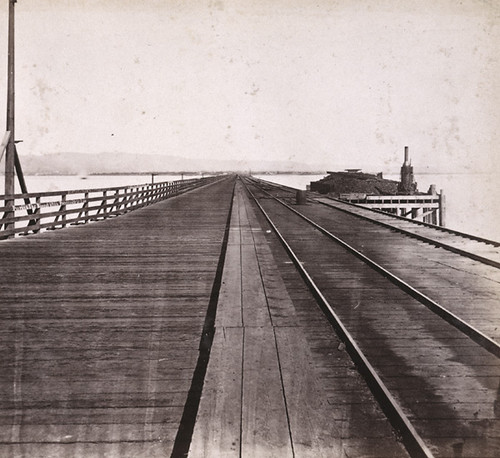 1474. Railroad Pier, San Francisco Bay--looking towards Oakland