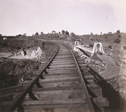 1056. Railroad and Suspension Bridges at Folsom, Sacramento County