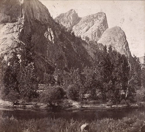 1653. The Three Brothers, 4,200 feet high, from the Merced River