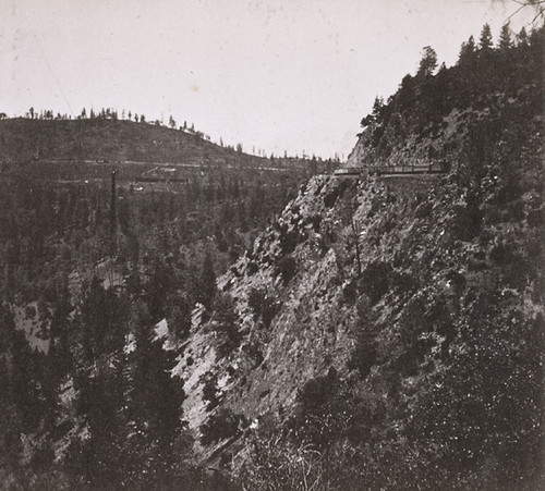 1334. Train Rounding Cape Horn--View from across the canon