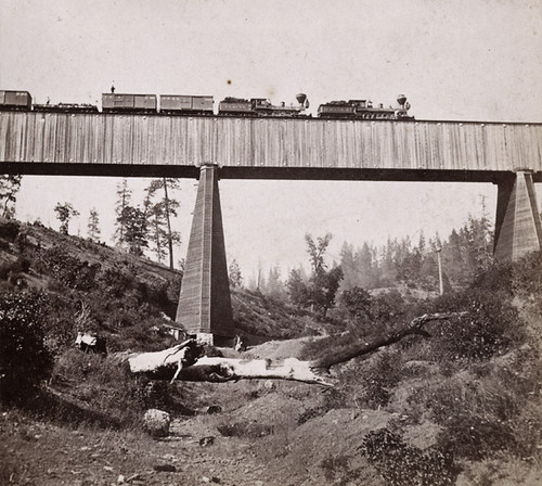 1236. Section of the Long Ravine Bridge, from below, 120 feet high, Central Pacific Railroad