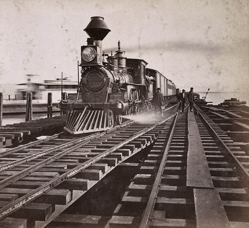 1482. Arrival of the Eastern Train, Oakland Wharf, Western Pacific Railroad