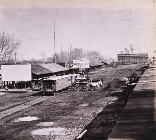 1074. The Railroad Depots, on the Levee, Sacramento City