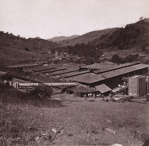 90. The Hacienda of New Almaden. Quicksilver Furnaces and Town, from the South