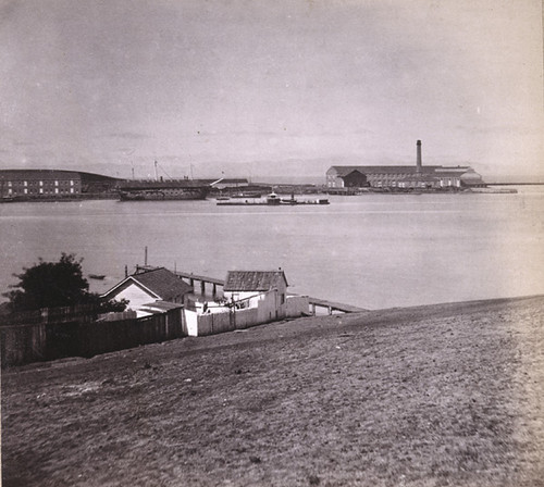 580. Monitor Camanche at the U. S. Navy Yard, Mare Island. View from Vallejo, Solano County