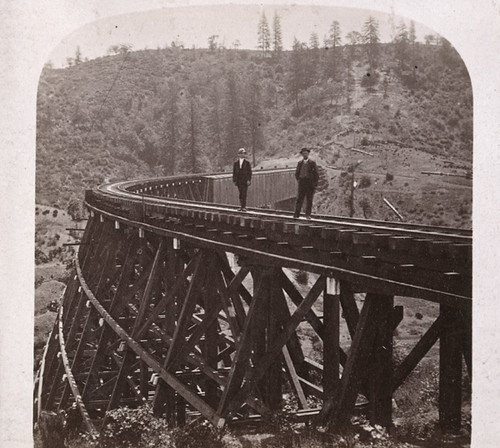 1233. The Trestle Bridge at Long Ravine, 878 feet long, and 120 feet high, Central Pacific Railroad