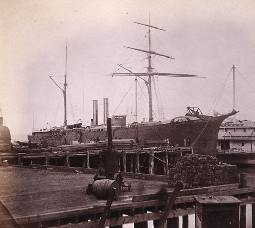 321. Honolulu Steamer Ajax unloading at Greenwich Street Wharf, San Francisco