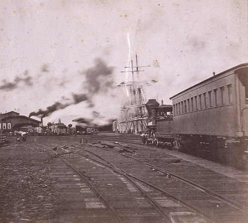 1554. Arrival of the Ferry Steamers and Trains at the Terminus