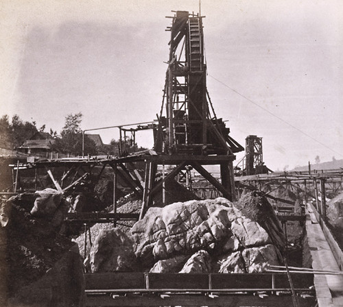 993. Placer Mining--Columbia, Tuolumne County. Front View of the Lifting Wheel