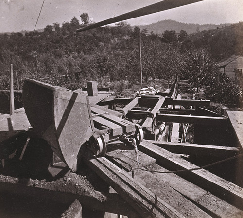 1008. Placer Mining--Columbia, Tuolumne County. Top of the Dump-box