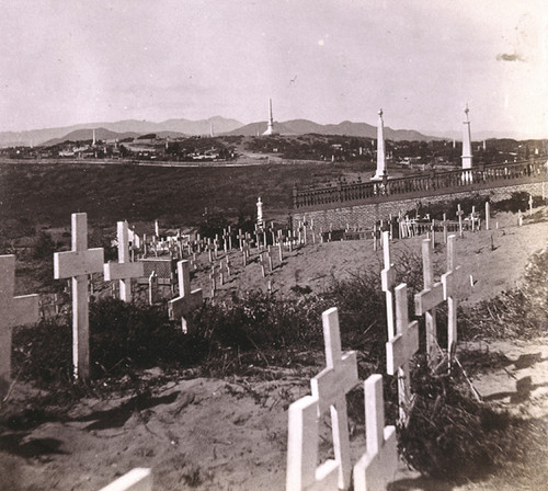 472. Protestant Burying Ground, (Broderick's Monument), from the Catholic Cemetery, Lone Mountain, San Francisco