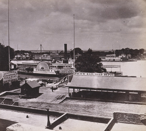 1076. Steamer Landing, and Pacific Railroad Depot, Sacramento City