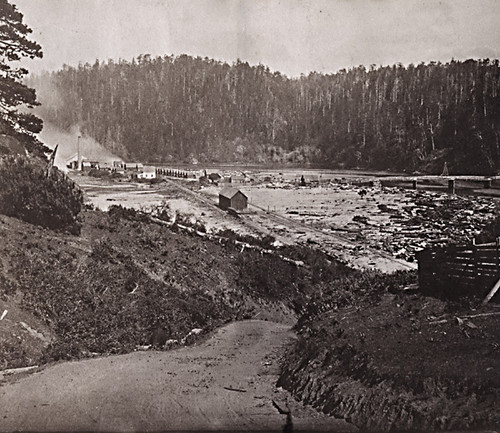 1197. Big River Lumber Mills, looking east, Mendocino County