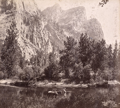 1654. The Three Brothers, 4,200 feet high, from the Merced River