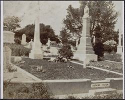 Front view of Haskins-Colton cemetery plot, 430 Magnolia Avenue, Petaluma, California, between 1890 and 1900