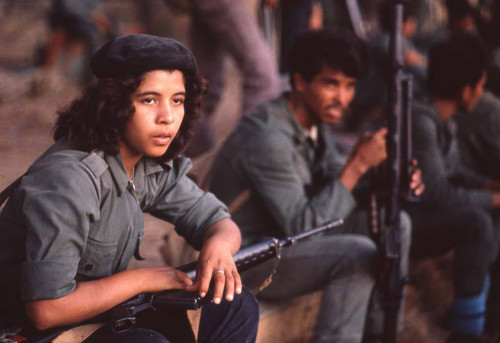 Guerrillas watching a performance outdoor, La Palma, 1983