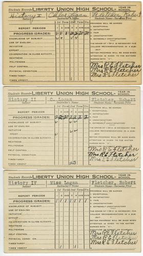 Report cards for one 1912 student