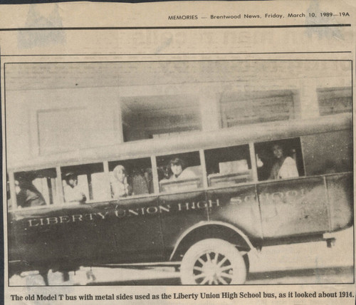 1914 school bus, newspaper clipping