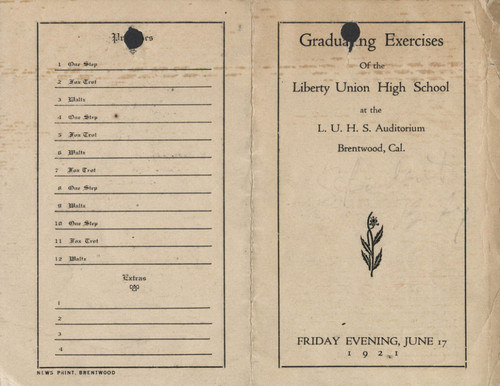 1921 graduating exercises program