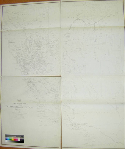 Post route map of the states of California and Nevada : designed and constructed under the orders by Postmaster General D. M. Key / by W.L. Nicholson Topographer of P.O. Dept