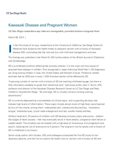 Kawasaki Disease and Pregnant Women