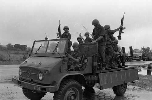 Soldiers in a truck, Nicaragua, 1979