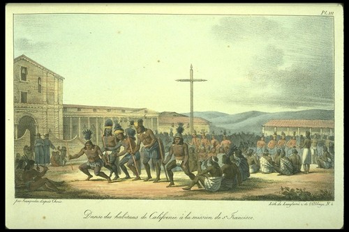 Danse des Californiens [at San Francisco, from a drawing ca. 1815]