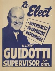 Political poster for the re-election of E. J. "Nin" Guidotti, 1960