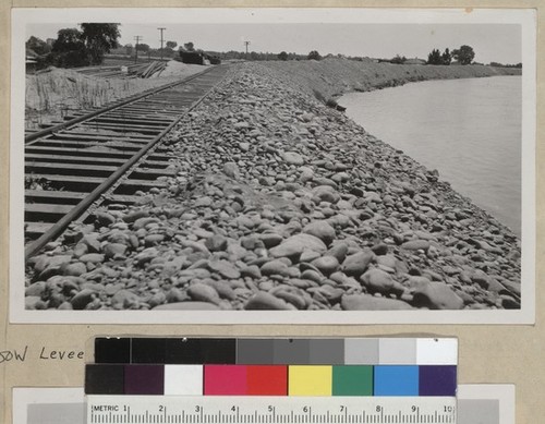 Levee of City of Sacramento faced with cobbles