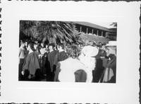 Shirley Orpha Smith walking towards graduation stage