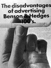 The disadvantages of advertising Benson & Hedges 100's