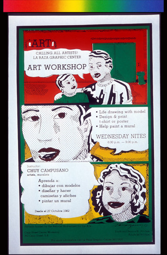 Calling all Artists! La Raza Graphic Center Art Workshop, Announcement Poster for