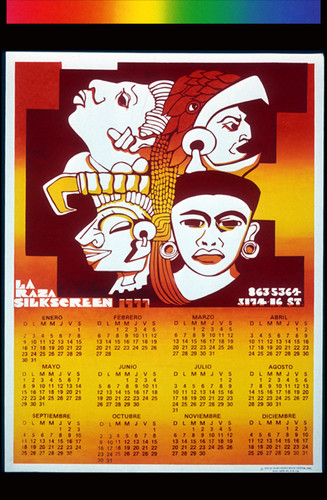 The calendar for La Raza Silkscreen 1977