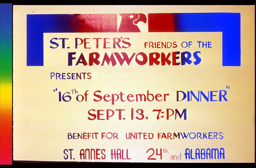 St. Peter's Friends of the Farmworkers, Announcement Poster for