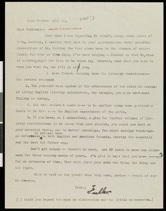 Henry Blake Fuller, letter, 1928-07-18, to Hamlin Garland