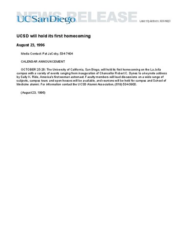 UCSD will hold its first homecoming