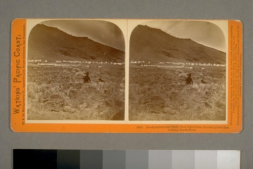 Headquarters and Bluff, view taken from beyond picket line, looking North-West [California]. Watkins' Pacific Coast