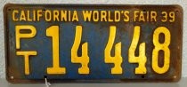 California World's Fair license plate PT 14448