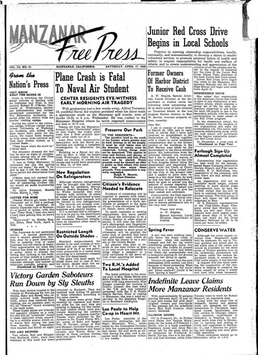 Manzanar free press, April 17, 1943