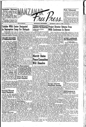 Manzanar free press, July 31, 1943