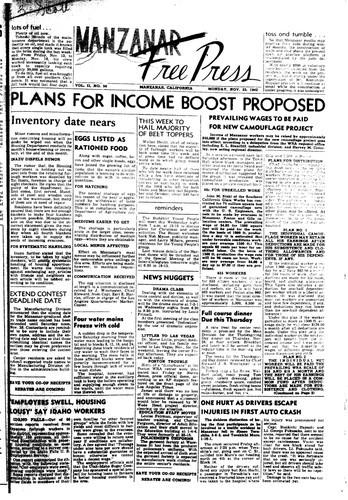 Manzanar free press, November 23, 1942