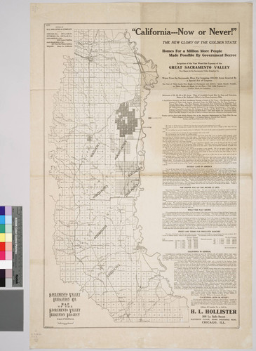 California, now or never! The new glory of the Golden State, map of the Sacramento Valley Irrigation Project, California