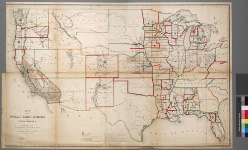 Map of the public land [in the] states and territories constructed from the public surveys and other official sources in the General Land Office