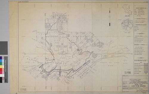 Los Angeles County drainage area, California : San Gabriel River improvement : Whittier Narrows flood control basin : base map of land to be acquired