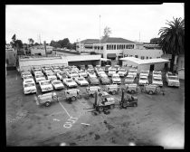 Trucks parked in the yard of the San Jose Water Company