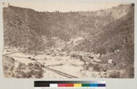 [Maine Bar, Middle Fork, American River, from the west. Spanish Bar Mountain in background.]