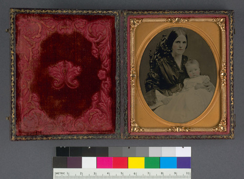 [Mrs. Elisha Cook seated with infant daughter Williametta.]