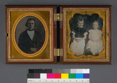 [James Otis Johnson and his two children.]